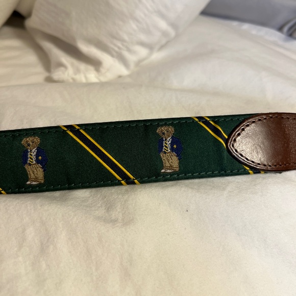 Polo by Ralph Lauren Green Belt with Bear and Yellow Stripes - Picture 4 of 8